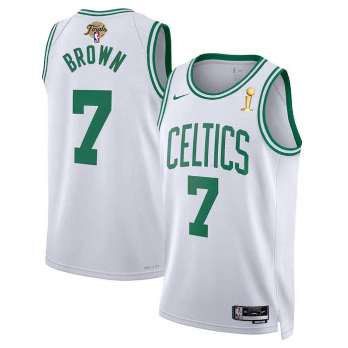 Mens Boston Celtics #7 Jaylen Brown White 2024 Finals Champions Association Edition Stitched Basketball Jersey Dzhi->->NBA Jersey